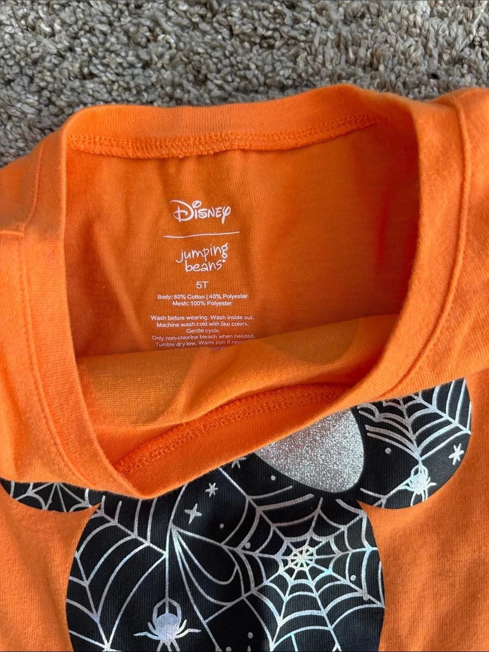 jumping beans Orange Tulle Tutu Top with Black Spiderweb Leggings Set